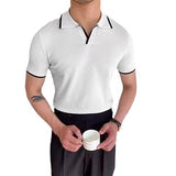 classy outfits men Casual Lapel Polo Shirt Men's Business All-Match Slim Fit Micro Elastic T-shirt Summer Breathable Fashion Knitted Non-Ironing Short Sleeve