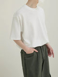 Ceekoo Oversized Basic White Crew Neck T-Shirt