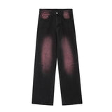 Ceekoo Purple Washed Wide Leg Mopping Jeans