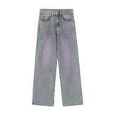 Ceekoo Purple Washed Wide Leg Mopping Jeans