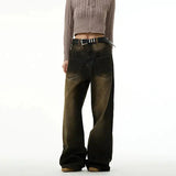 Ceekoo Retro Dirty Inverted Wide Leg Jeans