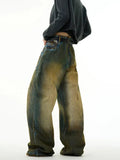 Ceekoo Retro Dirty Inverted Wide Leg Jeans