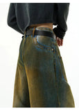 Ceekoo Retro Dirty Inverted Wide Leg Jeans