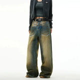 Ceekoo Retro Dirty Inverted Wide Leg Jeans