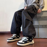 Ceekoo  Black Men's Pants Oversize Pants High Street Fashion Wide leg Men's Cargo Pants Streetwear Fashion Harem Pants Men