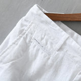 Ceekoo Pure Linen Shorts for Men Summer New Fashion Solid White Loose Holiday Shorts Man Casual Plus Size Button Fly Short Pants