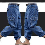 Ceekoo Overalls Pants Men's Clothing Trousers Wear-Resistant Anti-Scald Thickening Cotton Workwear Denim Work Pants Multiple pockets