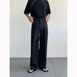 Ceekoo Black Oversized Suit Pants Men Fashion Social Mens Dress Pants Korean Loose Straight Wide Leg Pants Mens Office Formal Trousers