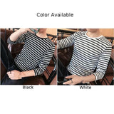 Ceekoo Striped T-shirt Men Long Sleeve Pullover Trendy Black White Striped Tops For Men Harajuku Casual Base Shirt Invisible Undershirt