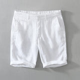 Ceekoo Pure Linen Shorts for Men Summer New Fashion Solid White Loose Holiday Shorts Man Casual Plus Size Button Fly Short Pants