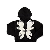 ceekoo American retro hoodie cardigan black sweatshirt personalized print Y2K dark gothic style zipper couple hoodie for street wear