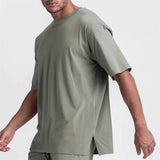 Ceekoo  Men Running Sports Loose Oversized T-shirt Fitness Thavag Short Sleeve Cotton Summer Men's Bodybuilding Workout Top Man