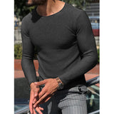 Ceekoo  -  Mens Casual O-Neck Solid Sweater Spring Fashion Knitted Pullover Tops For Men New Long Sleeve Shirt Streetwear