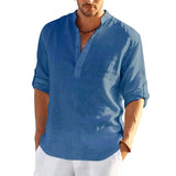 Ceekoo 12 Colors!New Men's Linen Long Sleeve Shirt Solid Color Casual Cotton Linen Shirts Tops S-5XL Hawaiian shirts