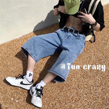 Ceekoo  Multi-pockets Cargo Pants Summer Short Jeans Breeches Hip Hop Streetwear Baggy Denim Shorts Casual Wide-leg Capris Pants 5XL-M