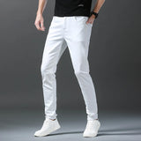 Ceekoo  Autumn New White Men's Jeans Straight Slim Solid Color Casual Denim Trousers Classic Male Brand Clothing Pants