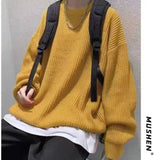 Ceekoo  -  Sweaters Loose Knitted Sweater Men Round Neck Autumn Winter Lazy Style Versatile Sweater Casual Mens Clothes