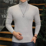 Ceekoo  Fashion Men's Turtleneck T-Shirts Casual Autumn Winter High Collar New Slim Long Sleeve Stretch Model Undershirt Plus Size Tees