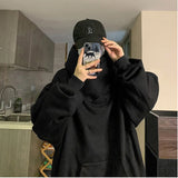 Ceekoo  High Collar Loose Hoodie Spring Hip Hop Sweatshirt Hooded Baggy Fashion Streetwear Black/Gray Long Sleeve Men Hoodies