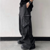 Ceekoo  -  fall outfits Black Baggy Cargo Pants Fashion Harajuku Straight Trousers Men's Y2K Vintage Baggy Casual Pocket Streetwear Hip Hop Korean Style