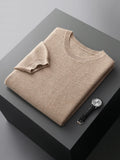 Ceekoo  100% Pure Wool T-Shirt Men's Round Neck Pullover Short Sleeve Autumn Winter New Honeycomb Stitch Vest Casual Sweater