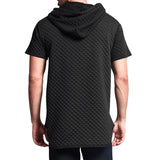 Ceekoo  -   New summer jacquard style small checkered short sleeve loose sports casual hooded hoodie men