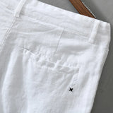 Ceekoo Pure Linen Shorts for Men Summer New Fashion Solid White Loose Holiday Shorts Man Casual Plus Size Button Fly Short Pants