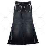 CeekooY2k Gothic retro high-waisted punk wide-foot men's jeans Personality Hip hop fringe fringe casual loose wide-foot jeans