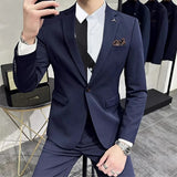 Ceekoo  -  fashion suits for men Men's Suit Jacket Vest Pants Fashion Boutique Plaid Casual Business Male Groom Wedding Tuxedo Dress 3 Pieces Set Blazers Coat