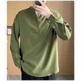 Ceekoo  Men Shirts Spring Stand-up Collar Pullover Loose Long-sleeved Shirt Korean Version Trend Casual Men's Oversized Clothing B0082