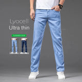  Ceekoo Baggy Jeans Men's Clothing Summer Ultra Thin Lyocell Straight Trousers Fashion Casual Business Stretch Soft Denim Pants Male