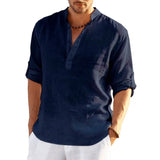 Ceekoo 12 Colors!New Men's Linen Long Sleeve Shirt Solid Color Casual Cotton Linen Shirts Tops S-5XL Hawaiian shirts