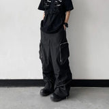 Ceekoo  -  fall outfits Black Baggy Cargo Pants Fashion Harajuku Straight Trousers Men's Y2K Vintage Baggy Casual Pocket Streetwear Hip Hop Korean Style