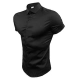 Ceekoo Summer Fashion Slim Fit Button Short Sleeve Shirts Men Casual Sportswear Dress Shirt Male Hipster Shirts Tops Fitness Clothing