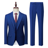 Ceekoo  ( Jacket + Vest + Pants ) Solid Color Office Business Formal Men's Suit Three Piece Set Groom Wedding Dress Party Tailcoat