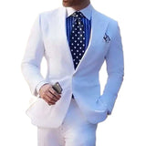 Ceekoo  White Men Suits Slim Fit With Wide Peaked Lapel For Wedding Dinner Party Groom Tuxedos 2 Pieces Male Fashion Jacket Pants