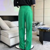 Ceekoo  -  Korean Style Casual Bandage Simple Solid Color Men's Straight Pants Button Pocket Zipper Autumn New  Versatile