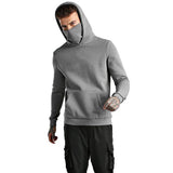  Ceekoo Mens Gym Hoodie Sleeveless with Mask Sweatshirt Hoodies Casual Splice Large Open-Forked Male Clothing Mask Button Sports Hooded