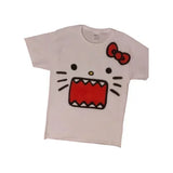 Ceekoo  -  Summer New Pure Cotton Cartoon Lips Printed Pattern T Shirt Hip Hop Anime Loose Fashion Couple Round Neck Y2K Street Leisure Top