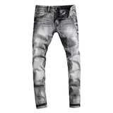  Ceekoo Fashion Designer Men Jeans High Quality Retro Dark Gray Stretch Slim Fit Ripped Jeans Men Trousers Vintage Denim Pants Hombre