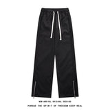 Ceekoo Fashion Side Zipper Casual Waterproof Pants Gray/Black Men Spring New Streetwear Loose Straight Pant Mens Elastic Waist Trousers