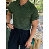 Ceekoo Summer Knitted T-shirt Men Comfortable Breathable Slim Casual Streetwear Polo Solid Color Short-sleeve Bottoming Tees A83