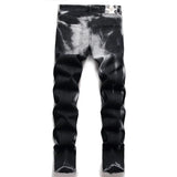 Ceekoo Seasonal Scratched Trouser Feet Men Jeans Worn 3D Splice Slim Black Grey Gradual Color Change Pants Stretch High Street EH·MD®