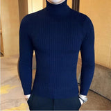 Ceekoo  Korean Slim Solid Color Turtleneck Sweater Mens Winter Long Sleeve Warm Knit Sweater Classic Solid Casual Bottoming Shirt