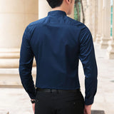 Ceekoo  New Men Shirts Business Long Sleeve Stand Collar Cotton Male Shirt Slim Fit Popular Designs Men's Fahion