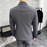 Ceekoo Jackets + Pants / Groom's Wedding Dress Best Fashion Mans Double -breasted Suit Blazer Trousers Male Formal Business Office Suit