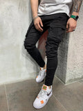 Ceekoo Fashion Mens Stretchy Skinny Jeans Male Casual Streetwear Jogger Pants Jeans High Street Multiple Pockets Slim Fit Denim Pants