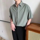 Ceekoo Korean Version Short Sleeve Shirts for Men Thin Ice Silk Summer No-iron High-end Drape Loose Business Casual Solid Color Shirt