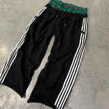 Ceekoo  Y2K casual and fashionable men minimalist sports pants, loose fitting straight leg men and women retro Harajuku hip-hop pants