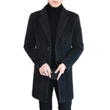 Ceekoo  -  fashion suits for men High-end Feel Men Fashion Handsome All Woolen Coat Suit Collar Long Trench Coat Woolen Coat Thick Casual  Winter Jacket Men